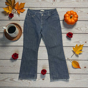 Riders By Lee Bootcut Jeans Womens 16 PETITE Blue High Rise Denim No Gap Waist